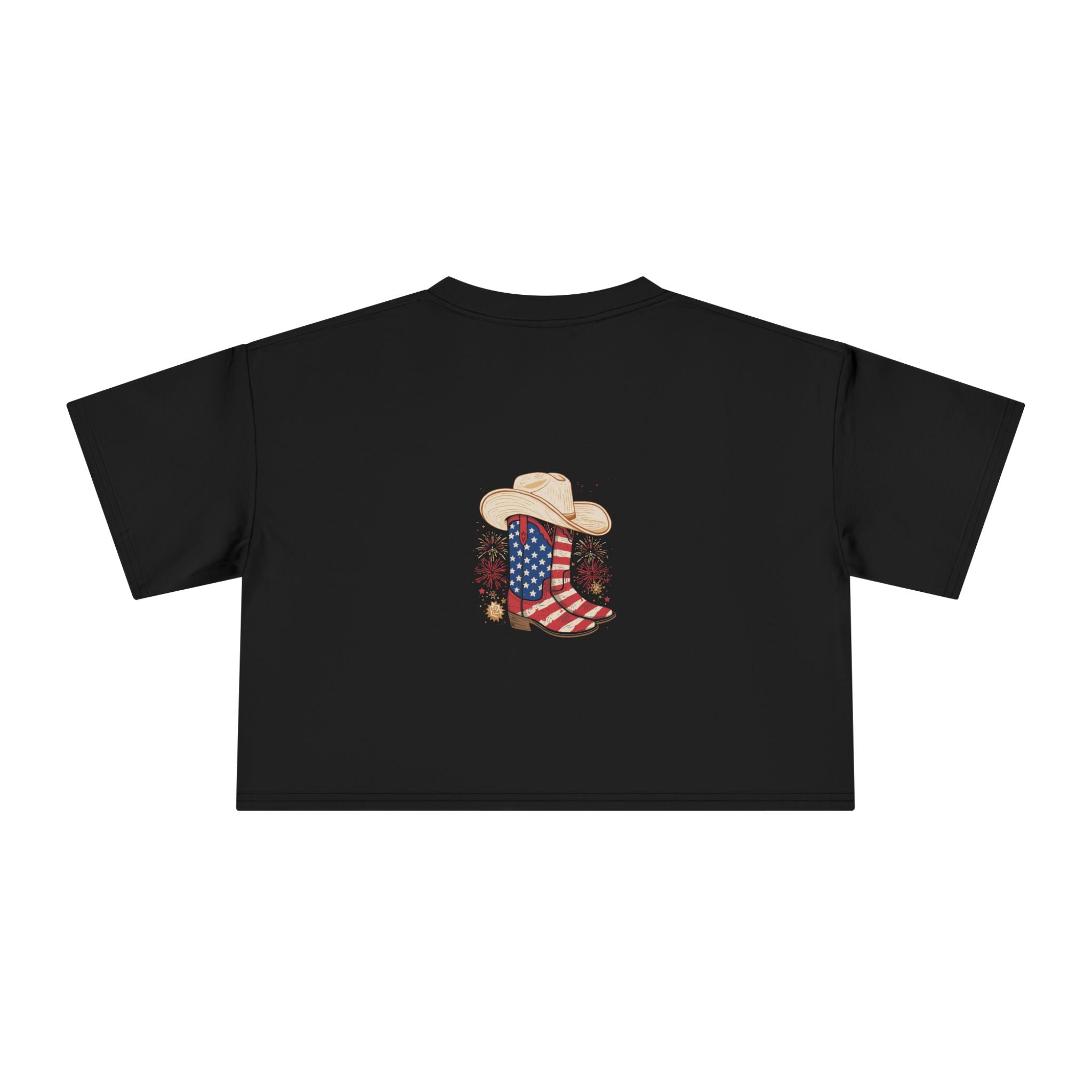 Patriotic Crop Tee — "Red White & Cute" Americana Cowgirl Graphic