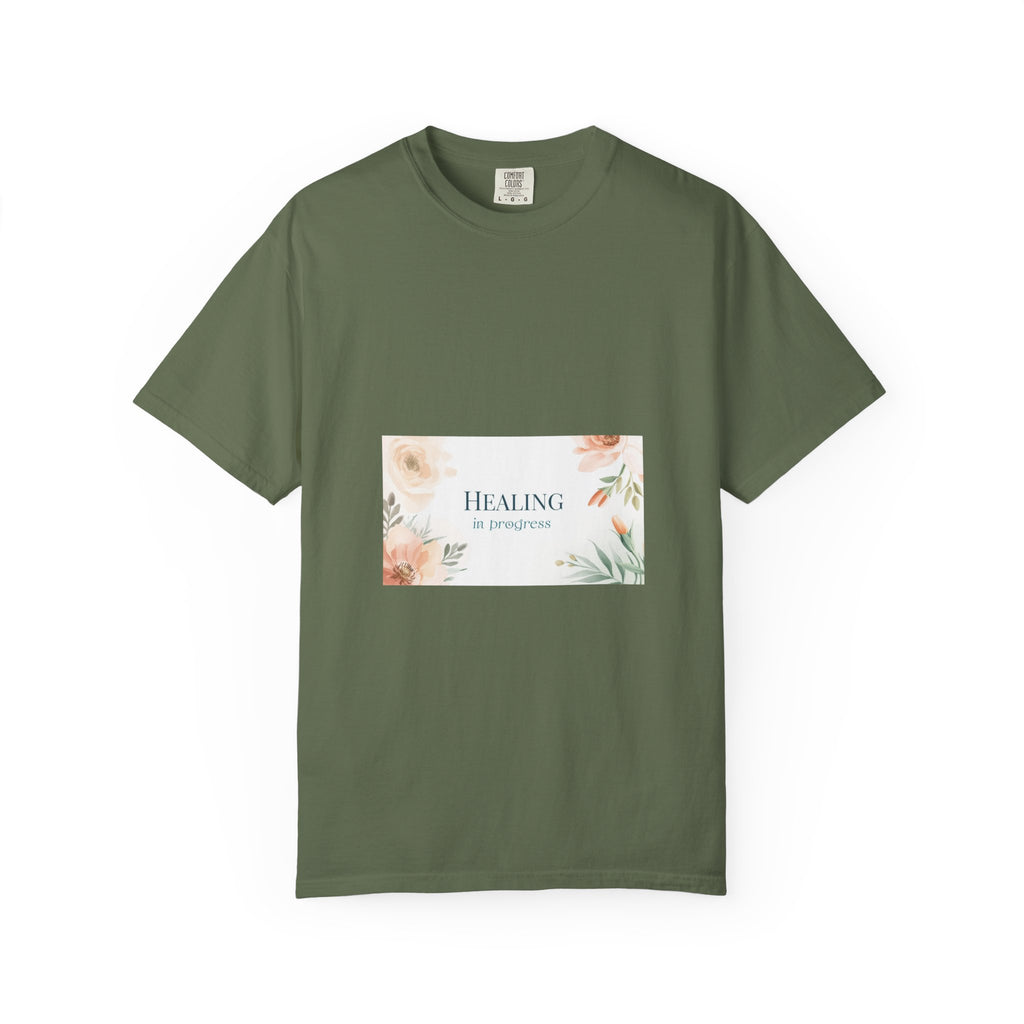 T-Shirt — 'Healing in Progress' Floral Pocket Graphic Tee
