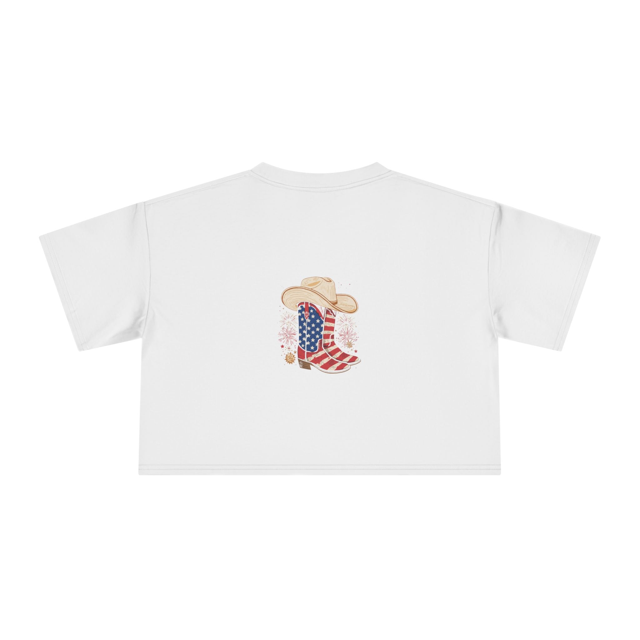 Patriotic Crop Tee — "Red White & Cute" Americana Cowgirl Graphic