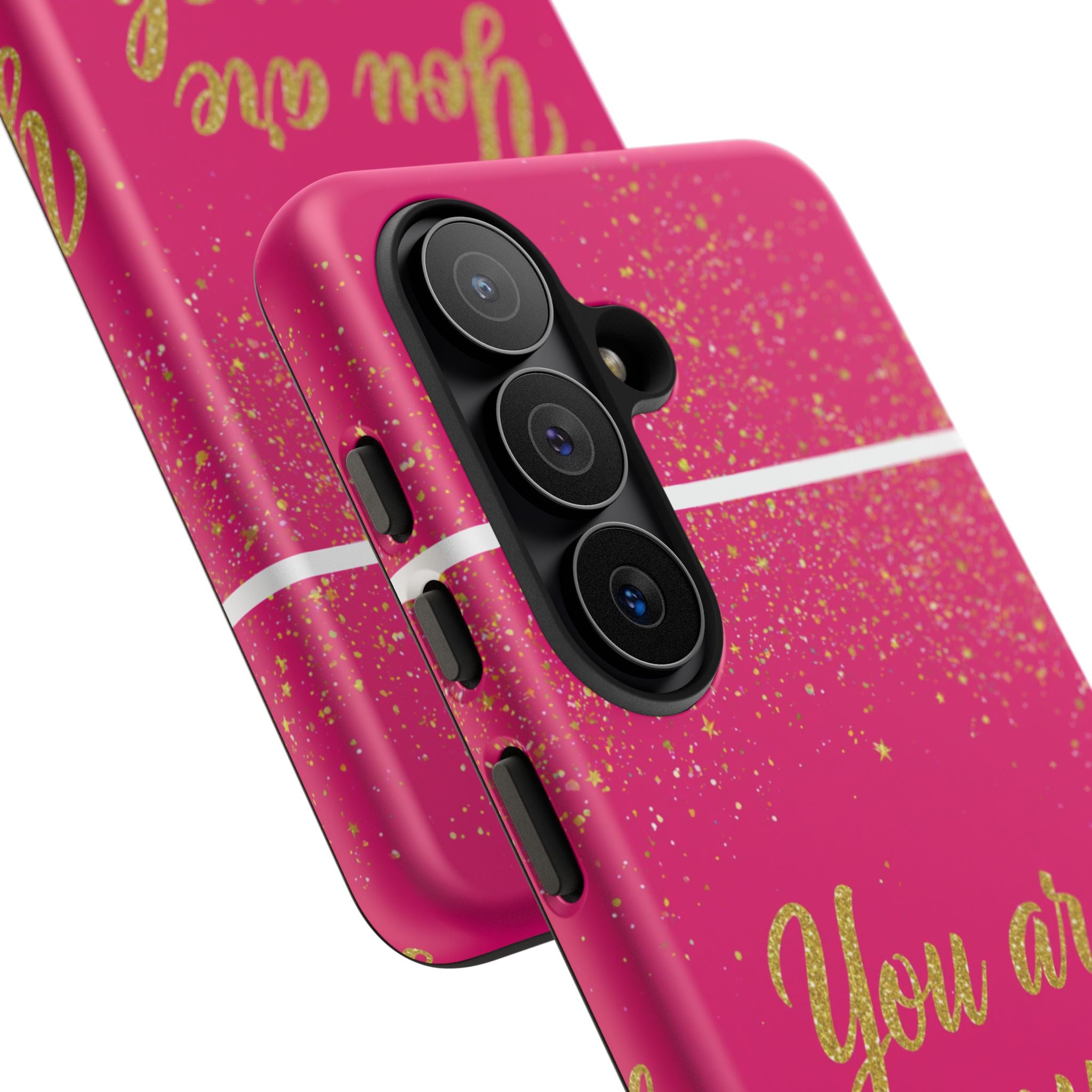 You Are Enough Phone Case — Pink Glitter Inspirational Tough Case