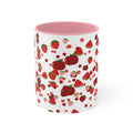 Strawberry & Watermelon Accent Mug — Pink Interior Fruit Pattern Coffee Cup