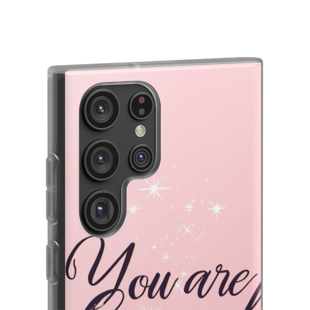 You Are Enough Pink Glitter Phone Case — Protective Flexi Case for iPhone & Android
