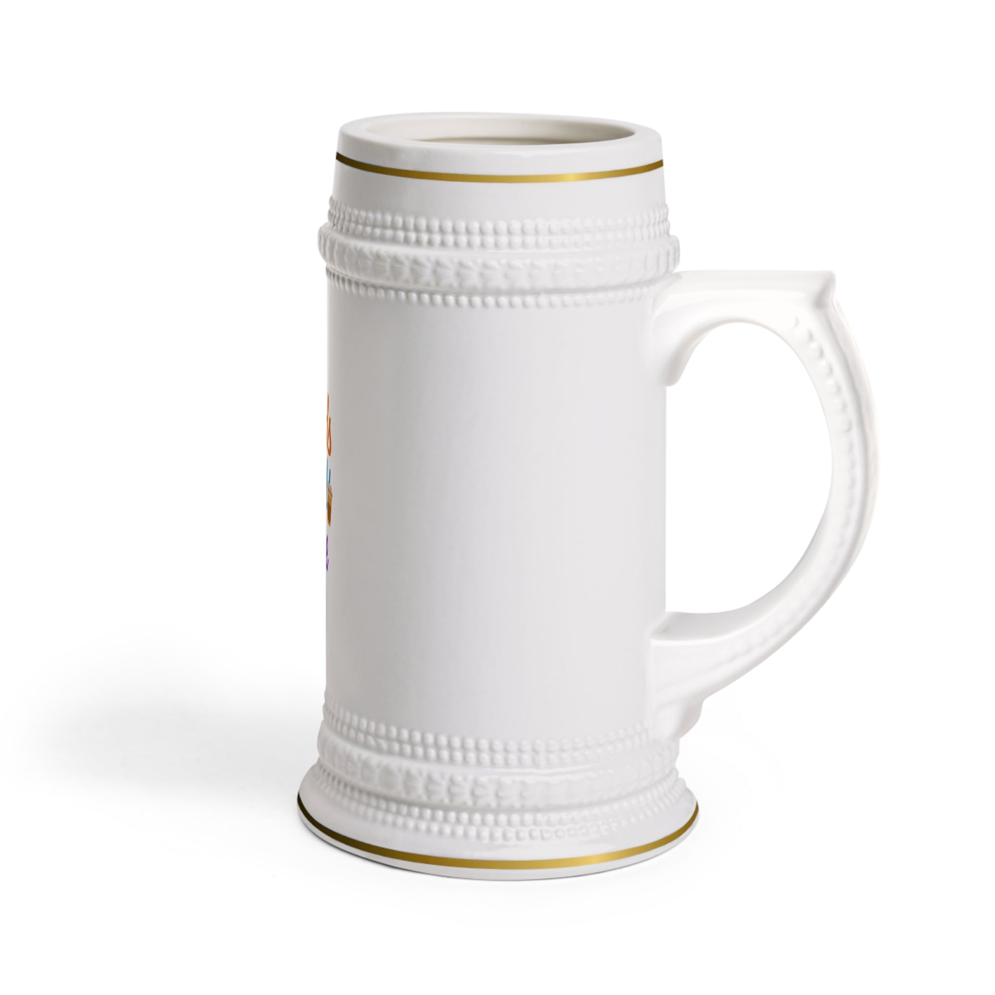 Beer Stein Mug — Golden Swirl Floral Pattern Ceramic Stein