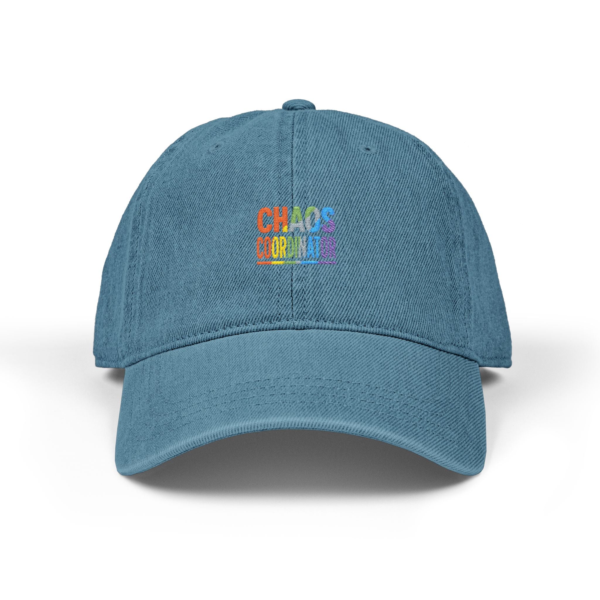 Embroidered 'Chaos Coordinator' Denim Hat – Rainbow Stitch Cap