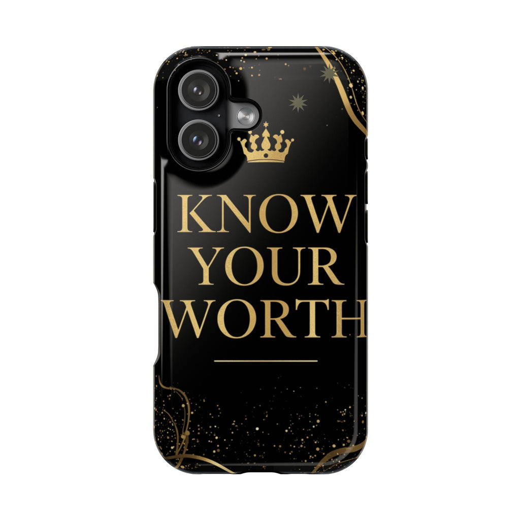 Know Your Worth Gold Crown Phone Case — Impact-Resistant Protective Case