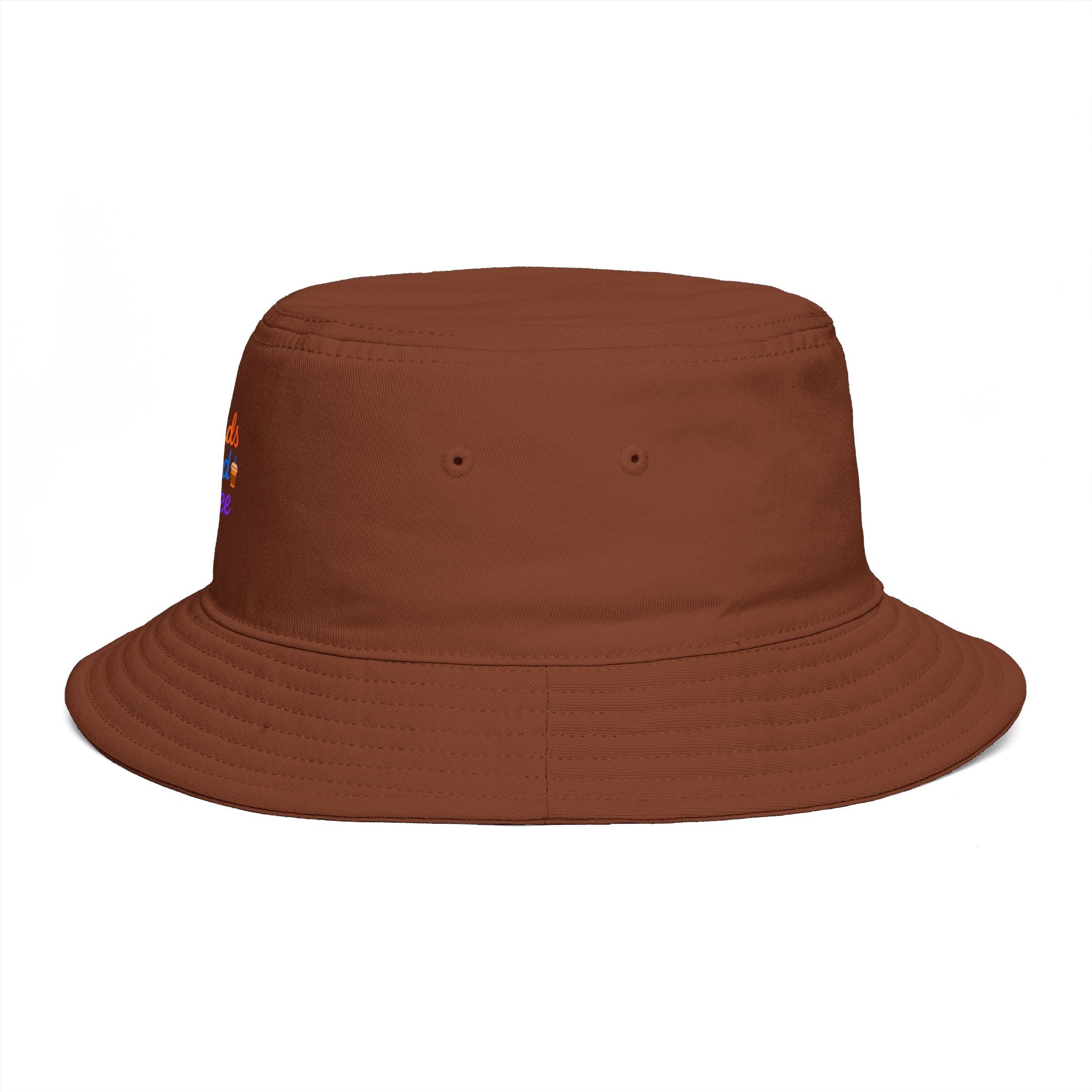 Errands & Iced Coffee Bucket Hat — Retro Rainbow Casual Sun Hat