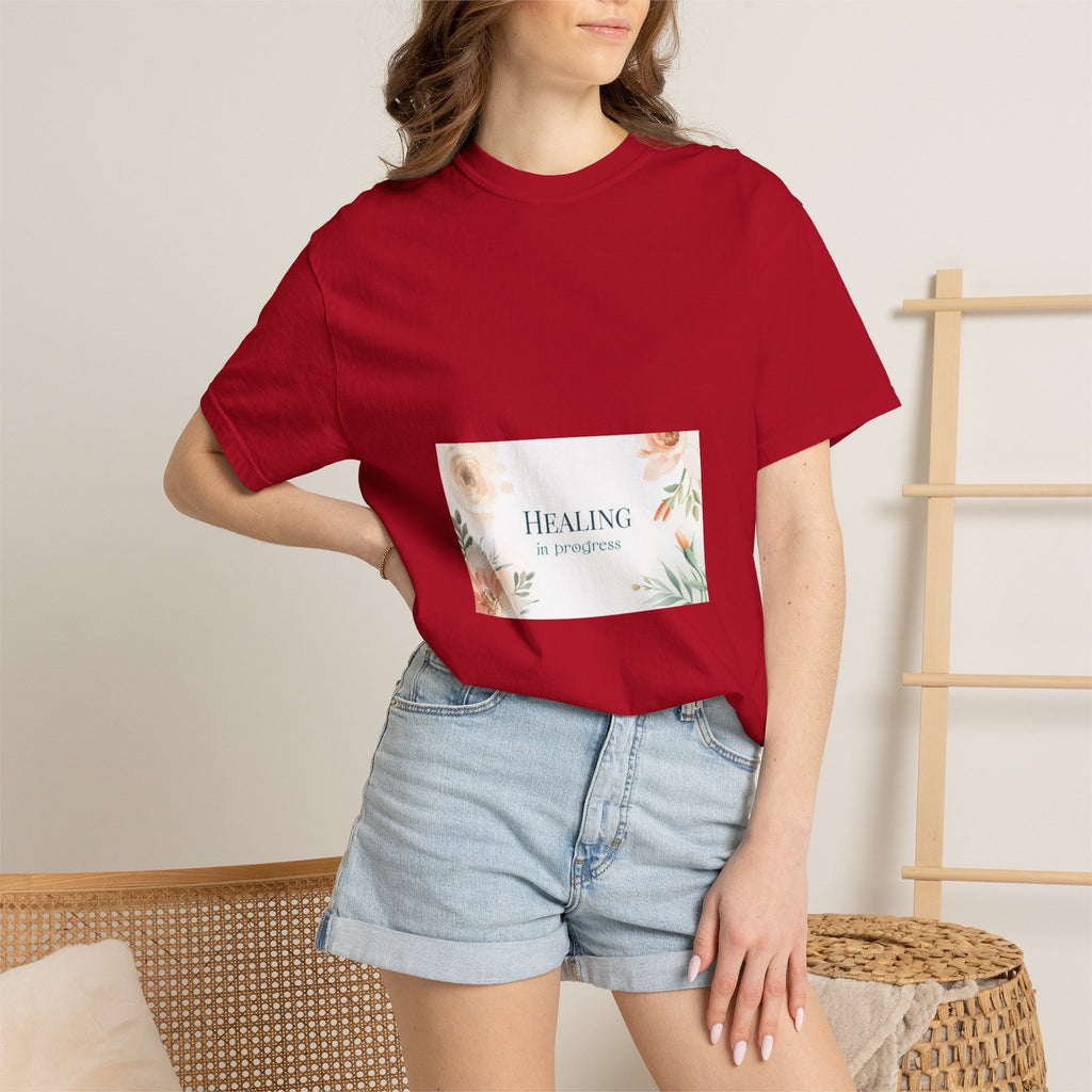 T-Shirt — 'Healing in Progress' Floral Pocket Graphic Tee